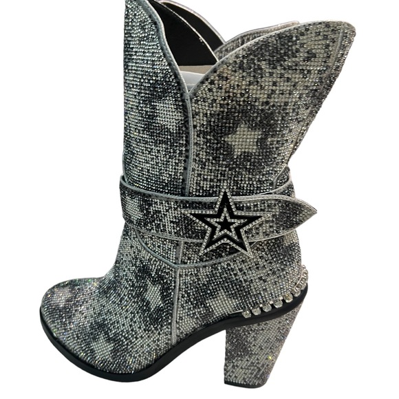Boots - Rhinestones boots - Sheriff Shine Boots - Black/Silver with stars NWT - Picture 3 of 13